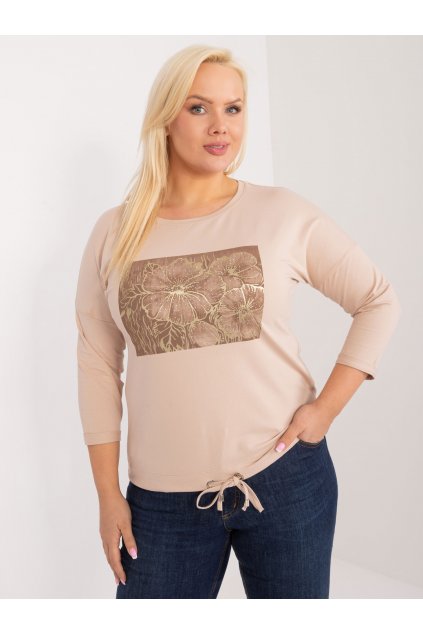 Dámska blúzka plus size béžová RV-BZ-9466.47