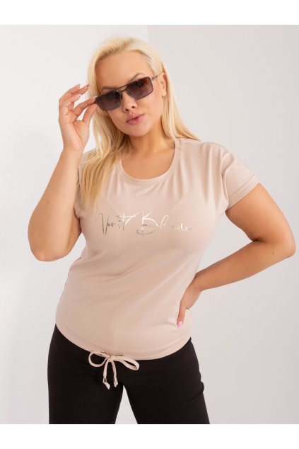 Dámske tričko plus size béžová RV-TS-9478.60