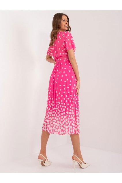 Dámske tmavo-ružove šaty s podtlačeným vzorom kód produktu 15- TemU - 1-DHJ-SK-11331-6.39