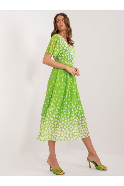 Dámske svetlo-zelene šaty s podtlačeným vzorom kód produktu 15- TemU - 1-DHJ-SK-11331-6.39