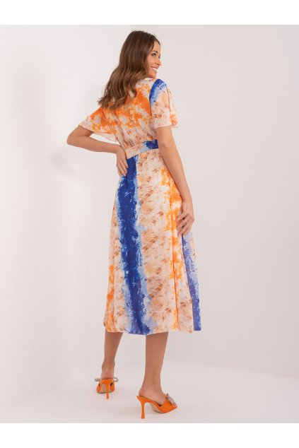 Dámske pomarančove šaty letne kód produktu DHJ-SK-15967-2.86 (Farba Pomarančová, Veľkosť ONE SIZE)