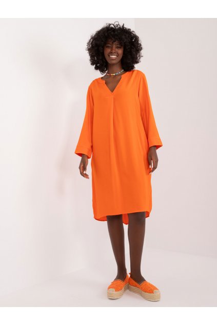 Dámske pomarančove šaty na bežný deň kód produktu 15- TemU - 1-D73761M30430A