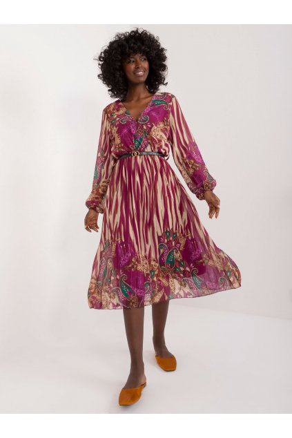 Dámske fialove šaty s podtlačeným vzorom kód produktu 15- TemU - 1-DHJ-SK-10536N-6.47
