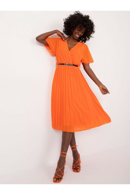 Dámske pomarančove šaty na bežný deň kód produktu 15- TemU - 1-DHJ-SK-13162-1.60