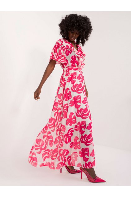 Dámske fuksiovo-ružove šaty s podtlačeným vzorom kód produktu 15- TemU - 1-DHJ-SK-15986.67