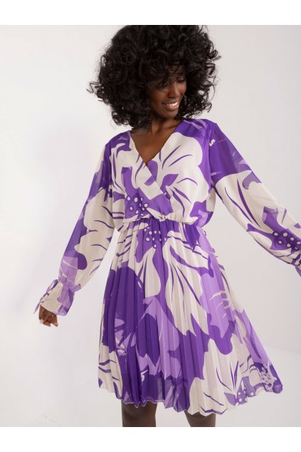 Dámske fialove šaty s podtlačeným vzorom kód produktu 15- TemU - 1-DHJ-SK-17116.27