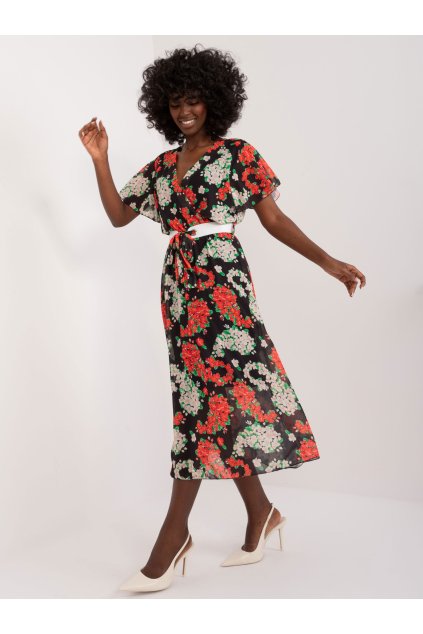 Dámske čierno-červene šaty letne kód produktu DHJ-SK-17258.01 (Farba Čierno-červená, Veľkosť ONE SIZE)