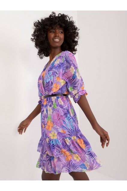 Dámske svetlo-fialove šaty s podtlačeným vzorom kód produktu 15- TemU - 1-DHJ-SK-17370-1.99