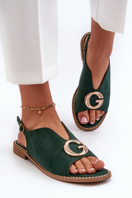 Dámske sandále  zelené kód obuvi KV27-058 GREEN