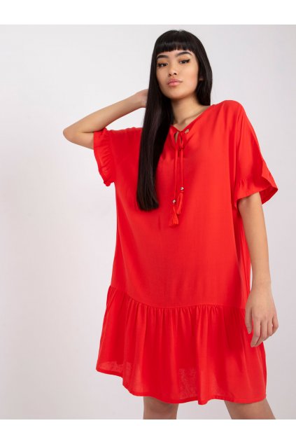 Dámske červene šaty s volánom kód produktu 15- TemU - 1-D73761M30306A