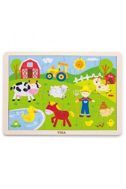 Detské drevené puzzle Viga Farma