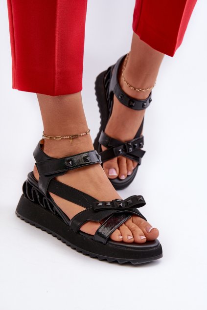 Dámske Sandále s mašľou d&a cr956 čierne / CR956 BLACK (Veľkosť 36)