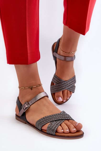 Dámske ploché Sandále s.barski my923 čierne / MY923 BLACK (Veľkosť 36)