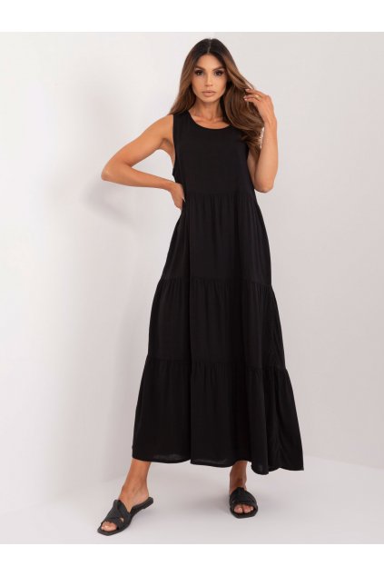 Dámske čierne šaty s volánom kód produktu 15- TemU - 1-D73761M30435A