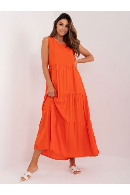 Dámske pomarančove šaty s volánom kód produktu 15- TemU - 1-D73761M30435A