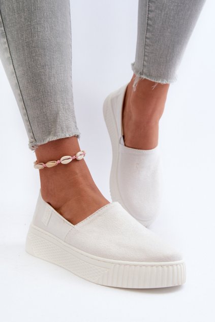 Biele dámske semišové tenisky na platforme EKO semiš, kód produktu NN276006