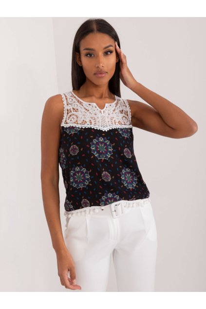 Dámske top čierno-modrá AT-TP-22501B.01X (Farba Čierno-modrá, Veľkosť M/L)