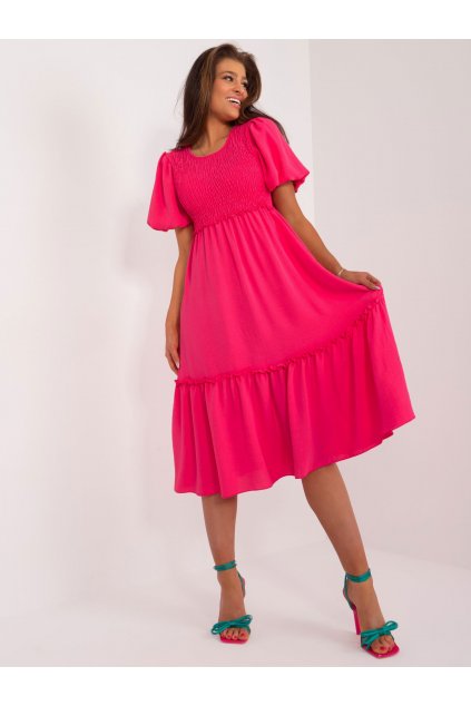 Dámske tmavo-ružove šaty s volánom kód produktu 15- TemU - 1-DHJ-SK-8933.99