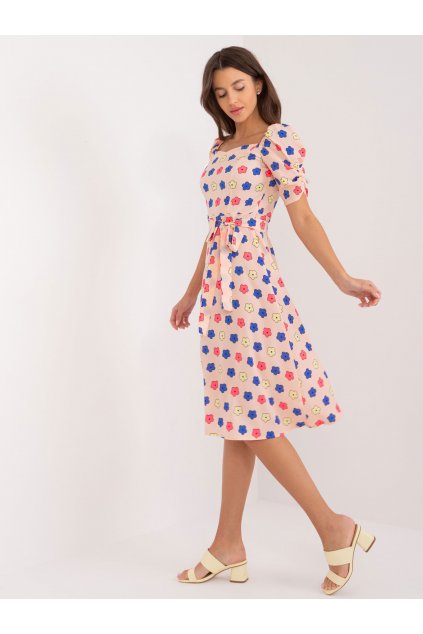 Dámske broskyňove šaty s podtlačeným vzorom kód produktu 15- TemU - 1-LK-SK-509677.01X