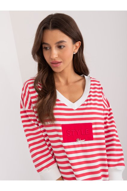 Dámska blúzka over size bielo-červená RV-BZ-9579.70