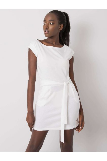 Dámske biele šaty vypasované kód produktu 15- TemU - 1-TW-SK-G-073.67