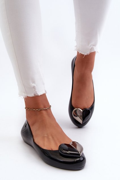 Dámske baleríny se srdíčkem zaxy ll285027 čierne / (Veľkosť 35.5)