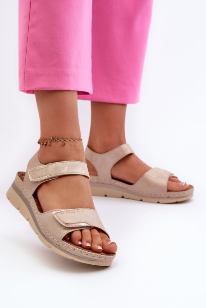 Dámske Sandále na suchý zips béžove risanni / 22SD98-4562 BEIGE (Veľkosť 36)