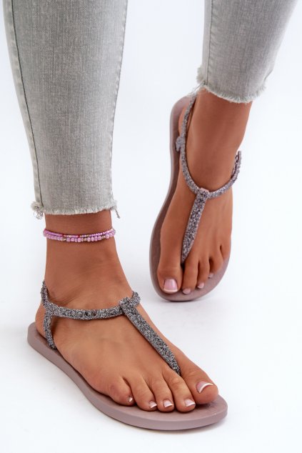 Dámske sandále  fialové kód obuvi 26914 BEIGE/GILTER