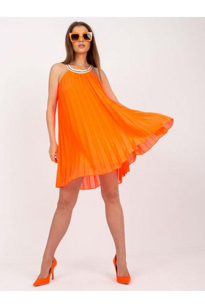 Dámske krikľavo-pomarančove šaty na bežný deň kód produktu 15- TemU - 1-DHJ-SK-0010.35