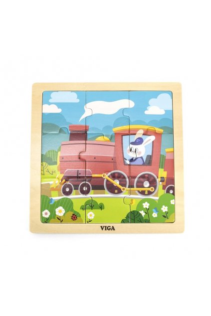 Drevené puzzle pre najmenších Viga 9 ks Vlak
