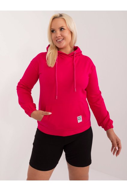 Dámska fuksiovo-ružová športová mikina plus size, bavlna a viskóza, RV-BL-8655-1.13X