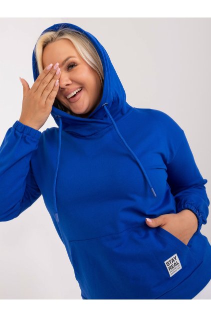 Dámska kobaltovo-modrá športová mikina plus size RV-BL-8655-1.13X