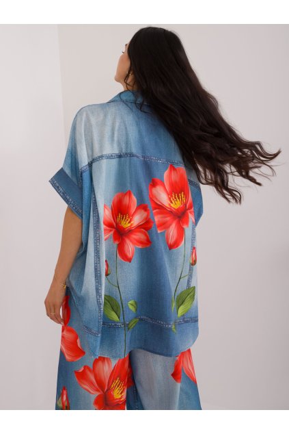 Dámske Košeľa farba Modrá kód DHJ-KS-19007-1.30 (Farba Modrá, Veľkosť ONE SIZE)