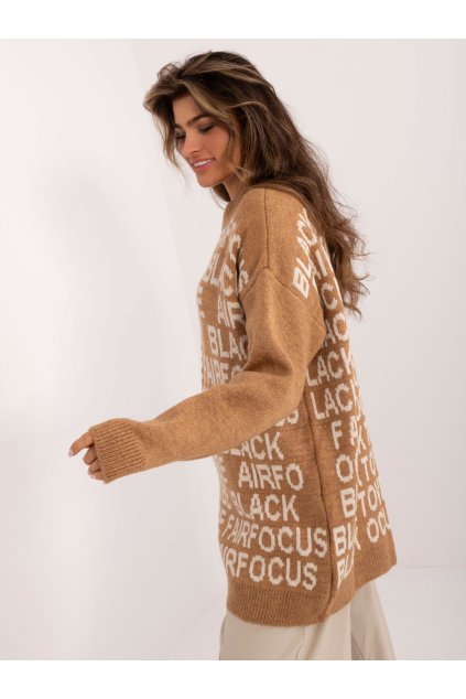 Dámsky sveter farba Hnedá camel kód BA-SW-0546.07 (Farba Hnedá camel, Veľkosť ONE SIZE)