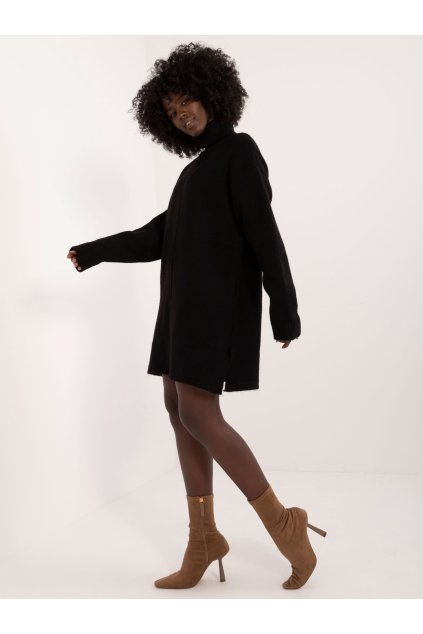 Dámske čierne šaty pletene dizajnove kód produktu BA-SK-0547.99 (Farba Čierna, Veľkosť ONE SIZE)