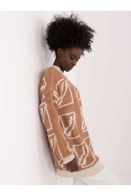 Dámsky sveter farba Hnedá camel kód BA-SW-0277.02 (Farba Hnedá camel, Veľkosť ONE SIZE)