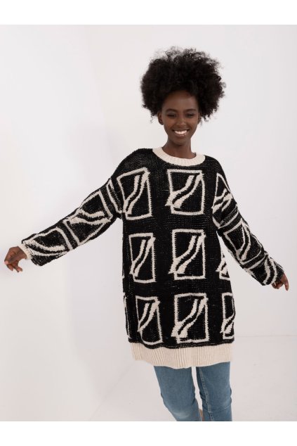 Dámsky sveter farba Čierna kód BA-SW-0277.02 (Farba Čierna, Veľkosť ONE SIZE)