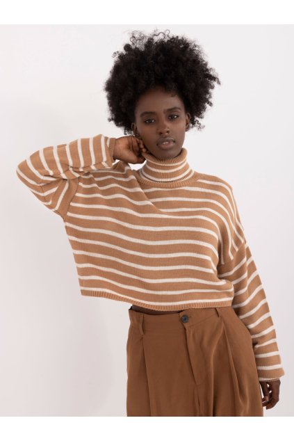 Dámsky sveter farba Hnedá camel kód BA-SW-0529.22 (Farba Hnedá camel, Veľkosť ONE SIZE)