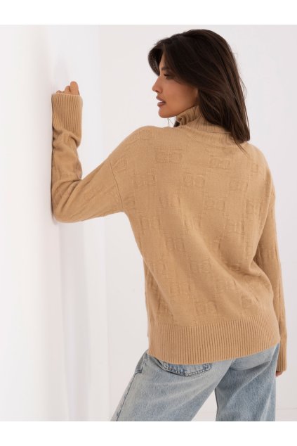 Dámsky sveter farba Hnedá camel kód AT-SW-2342-1.35 (Farba Hnedá camel, Veľkosť ONE SIZE)