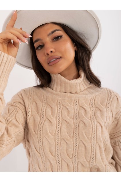 Dámsky sveter farba Béžová kód AT-SW-23445.00 (Farba Béžová, Veľkosť ONE SIZE)