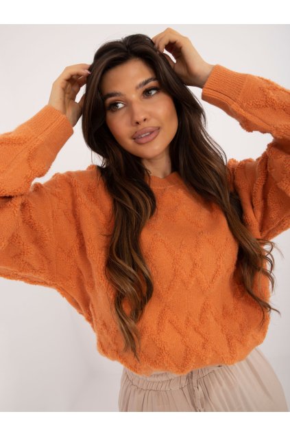Dámsky sveter farba Pomarančová kód AT-SW-2361.61 (Farba Pomarančová, Veľkosť ONE SIZE)