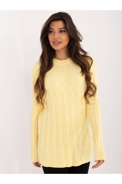 Dámsky sveter farba Svetlo-žltá kód AT-SW-2343.88 (Farba Svetlo-žltá, Veľkosť ONE SIZE)