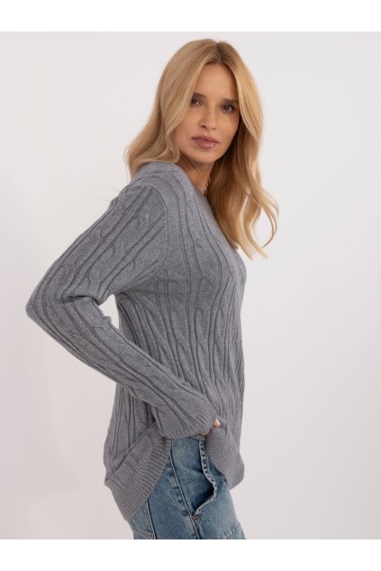 Dámsky sveter farba Tmavo-sivá kód AT-SW-2343.88 (Farba Tmavo-sivá, Veľkosť ONE SIZE)