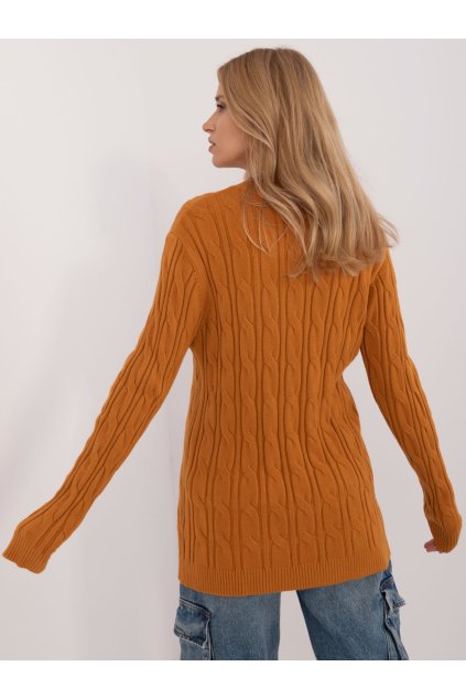 Dámsky sveter farba Tmavo-žltá kód AT-SW-2343.88 (Farba Tmavo-žltá, Veľkosť ONE SIZE)