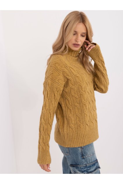 Dámsky sveter farba Olivová kód AT-SW-23445.00 (Farba Olivová, Veľkosť ONE SIZE)