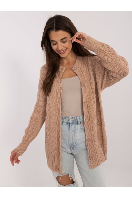 Dámsky sveter farba Hnedá camel kód AT-SW-23525.21 (Farba Hnedá camel, Veľkosť ONE SIZE)