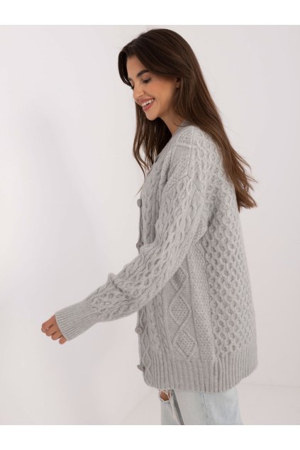 Dámsky sveter farba Sivá kód AT-SW-23525.21 (Farba Sivá, Veľkosť ONE SIZE)