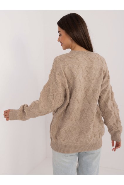Dámsky sveter farba Béžová kód AT-SW-2361.61 (Farba Béžová, Veľkosť ONE SIZE)