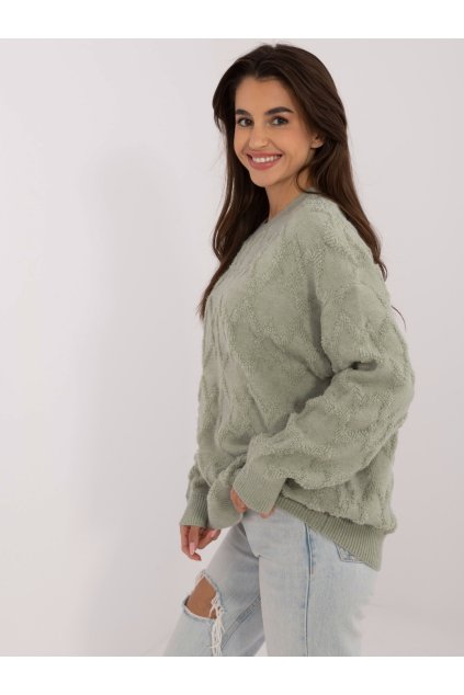 Dámsky sveter farba Pistáciová kód AT-SW-2361.61 (Farba Pistáciová, Veľkosť ONE SIZE)
