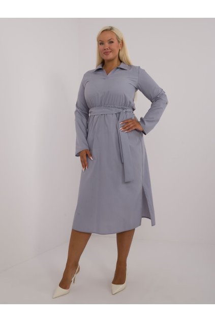 Dámske sive šaty plus size kód produktu LK-SK-509675.88